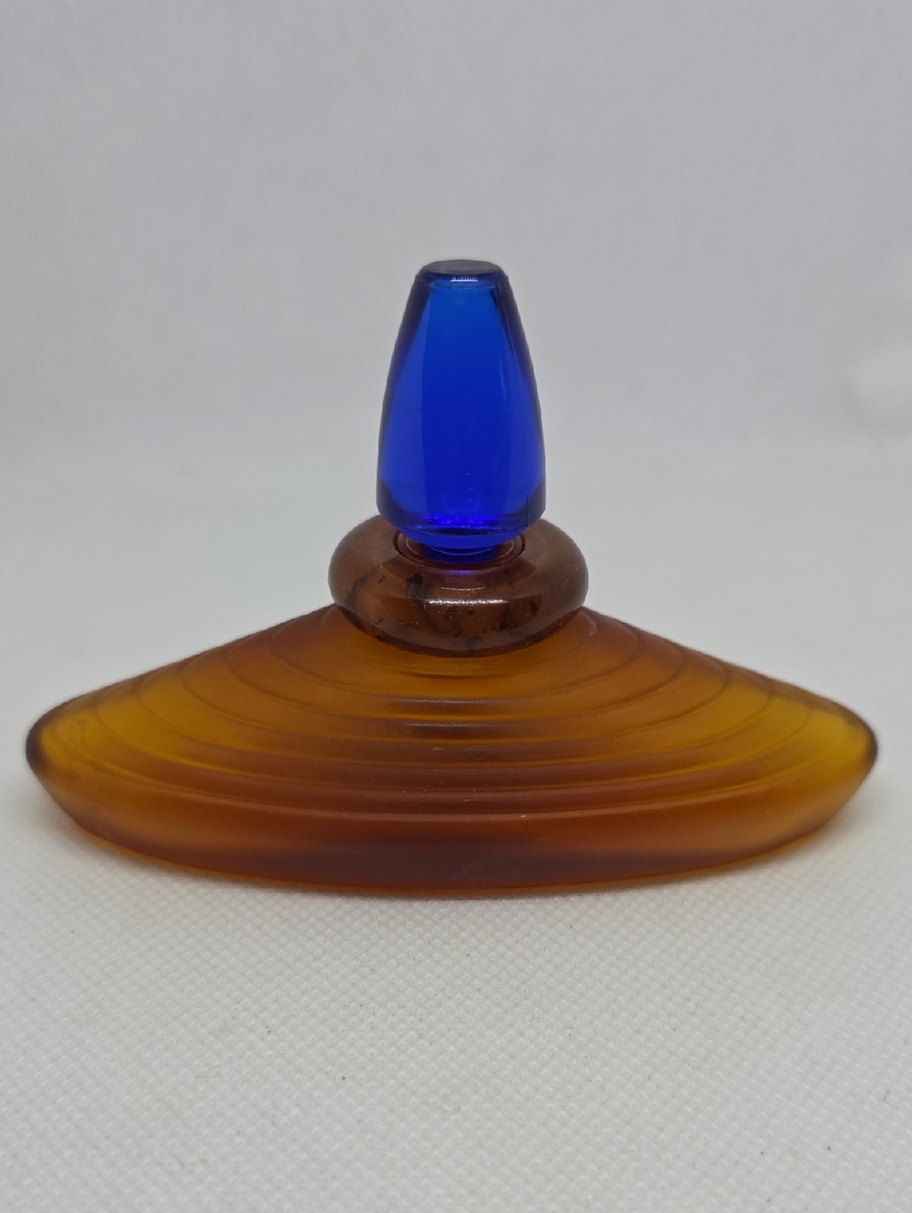 Vintage Yves Rocher Amber Glass 8e Jour Perfume Bottle with Cobalt Blue Stopper